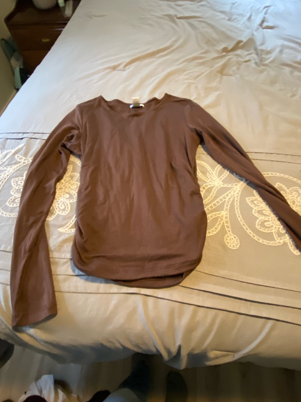 Women's Long Sleeve Crewneck Top - Brown